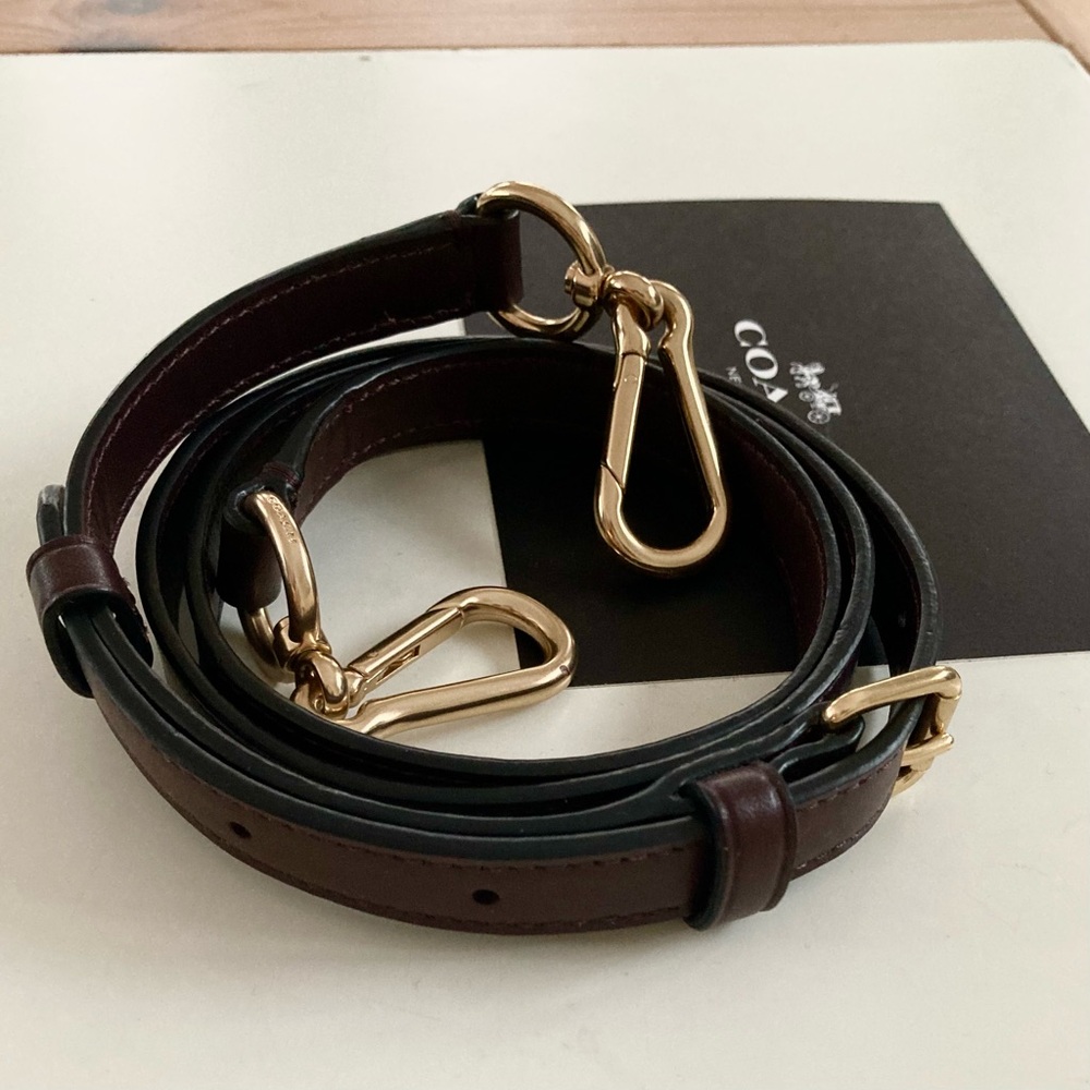 Coach Leather Crossbody Shoulder Bag Strap Brown NEW - Picture 3 of 7